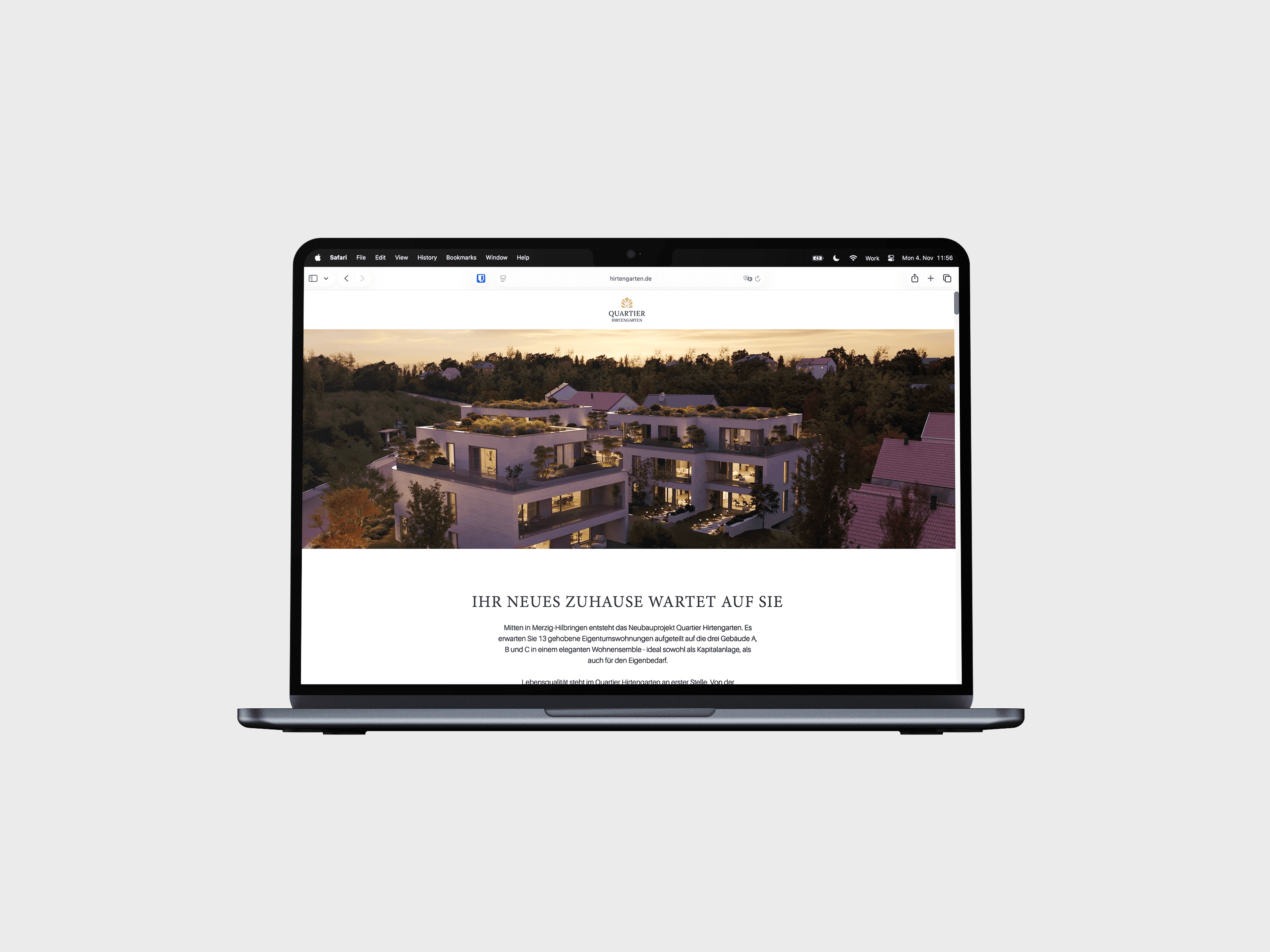 Property website shown on screen